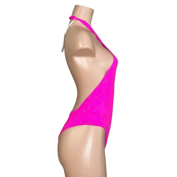 FRANKIES BIKINIS Roma Eyelet One Piece Swim, Magenta, XS - Picture 8 of 11